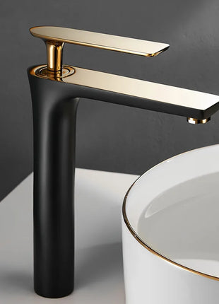 All Copper Black Gold Basin Faucet Sink Faucet Hot and Cold Faucet White Heightened Bathroom Faucet  Bathroom Faucet