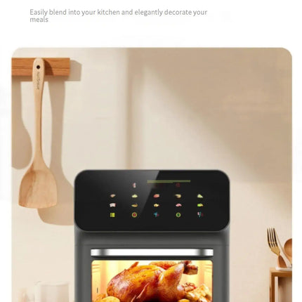 Friteuse à air chaud multifonctionnelle de grande capacité pour la maison, avec écran tactile et affichage visuel.