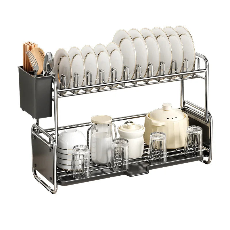 Dish Drying Rack Chopstick Stand Kitchen Bowl Dishes Draining Basket Narrow Cup Holder Over Sink Drainer Draining Shelf Rack