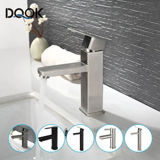 Basin Sink Bathroom Faucet Deck Mounted Hot Cold Water Basin Mixer Taps Matte Black Lavatory Sink Tap Crane（hose not  include）