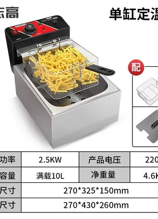 220V Fryer Electric Cookware for Kitchen Deep French Fries Commercial Fryers Frying Oil Cooker Timer Arfrai 10L Ar AF