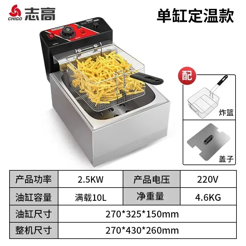 220V Fryer Electric Cookware for Kitchen Deep French Fries Commercial Fryers Frying Oil Cooker Timer Arfrai 10L Ar AF