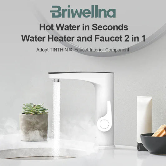 Briwellna Electric Water Heater 220V 2 in 1 Basin Heating Faucet Deck Mounted Water Heater Tap Flowing Eectric Faucet Robinet