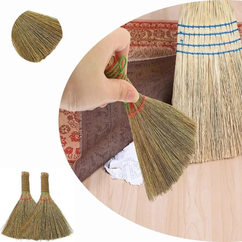 Handwoven Natural Straw Broom Eco Friendly Vintage Style Soft Bristles Cleaning Tool for Hardwood Floors Delicate Surfaces Home