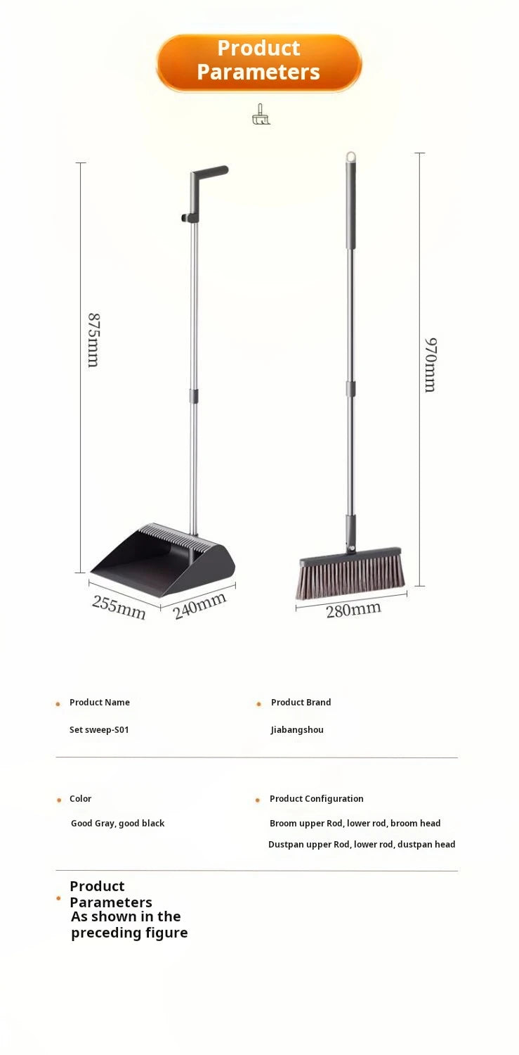JOYBOS 30cm Broom Dustpan Set 180 Rotate Sweep Floor Brush For Home Office Living Room Garbage Shovel Broom Cleaning Tool