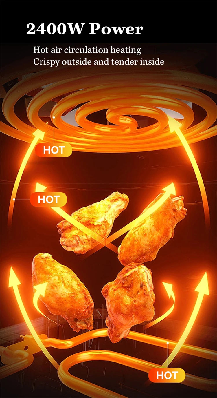 8L Stainless Steel Air Fryer Without Oil Digital Mechanical Control Oil Free Cooker Air Fryer