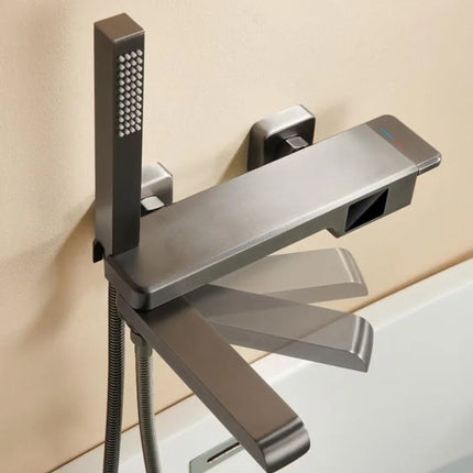 Robinet de baignoire en laiton, mitigeur de douche, robinet de salle de bain avec affichage numérique Crane et bec cascade.