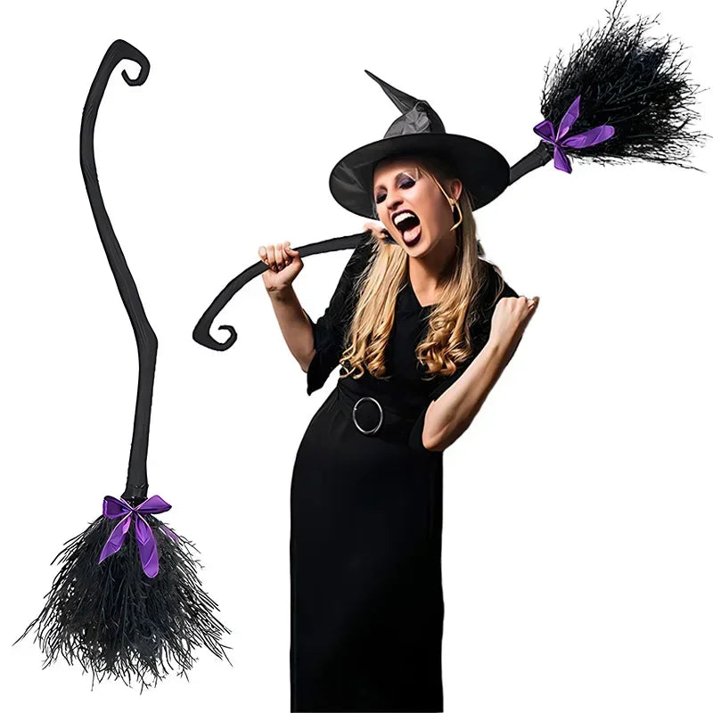 Halloween Witch Broom, Wizard Witch Flying Broomstick , Witch Halloween Broom Props, For Cosplay Costume Party Decorations   5.0