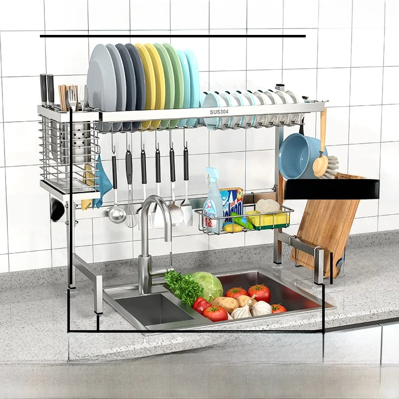Stainl Steel 304 Kitchen Sink Di Drainer Ra Multi-Function Storage Plate Holder for Diwaing Pool above Countertop