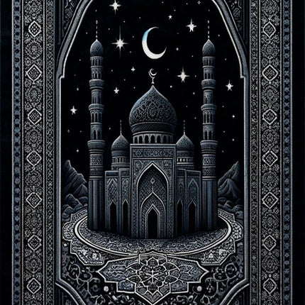 Muslim Mat Rug Meditation Rug Black Prayer Mat Mosque Design Rug Islamic Plush Rug Sajadah Mat Rug Luxury Gift Rug Home Rugs
