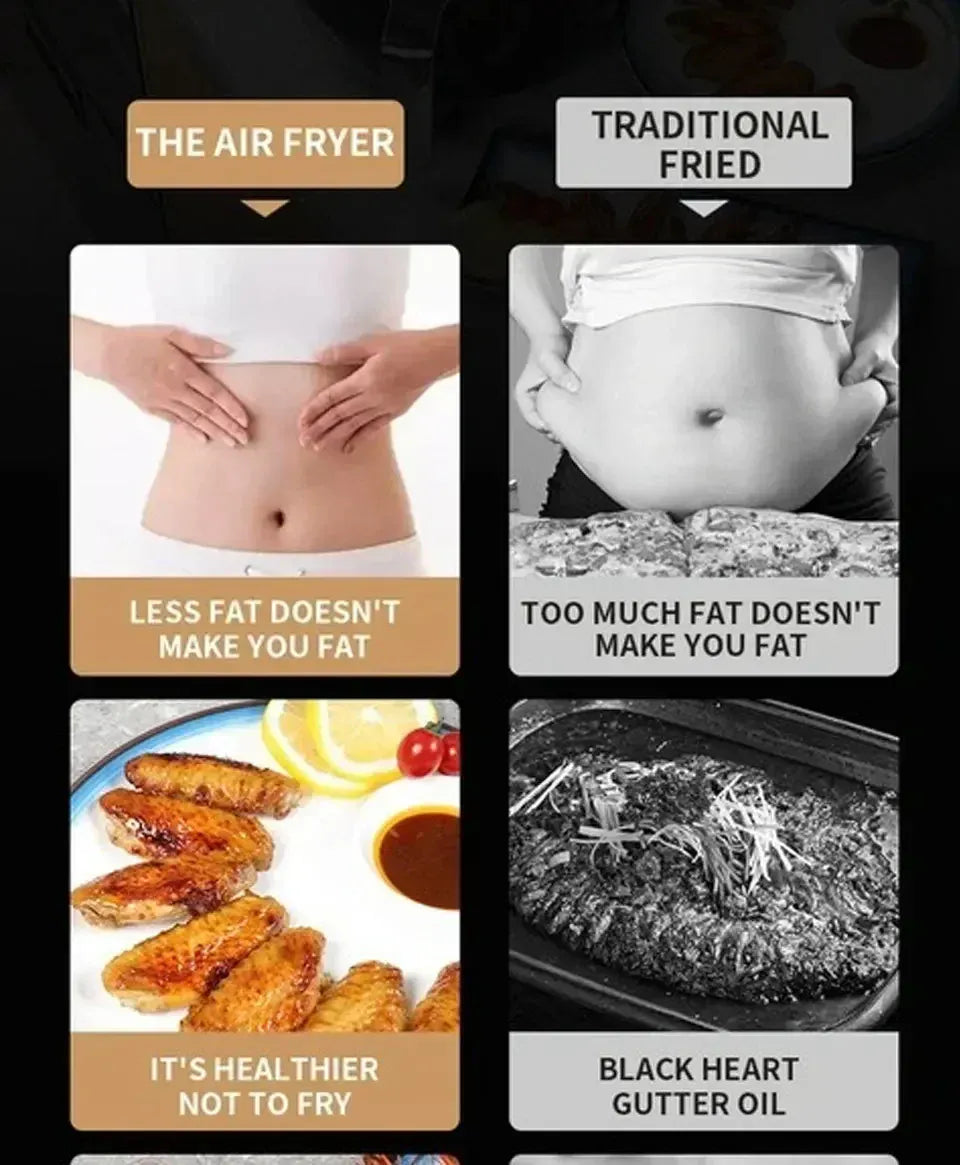 6L Air Fryer Multi-functional Intelligent Touch Screen Oven Large Capacity Electro Mechanical  Deep Fryer for Home  Airfryer