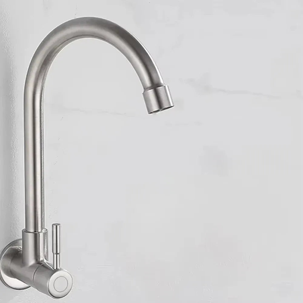 Kitchen Faucet Stainless Steel Wall Mounted Single Cold Water Faucet Lower Curve Faucet Wall Sink Water Tap Premium Quality