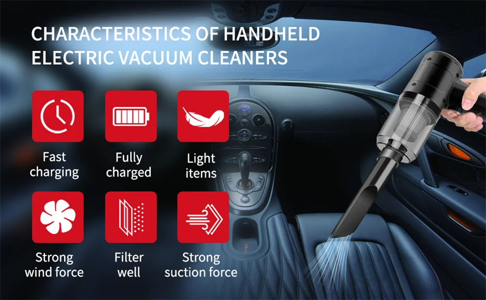 3-in-1 Vacuum Cleaner USB Charging Portable Suction And Blowing Function for Small Car And Household Use