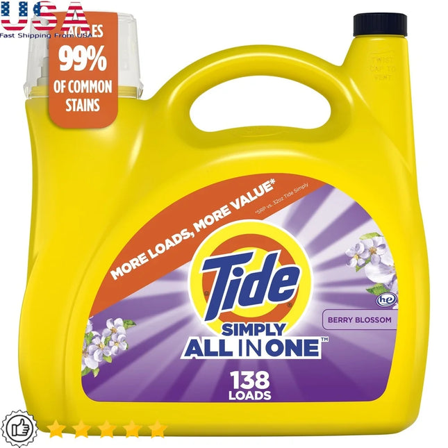 Lessive Liquide Tout-en-Un 138 Lavages – Parfum Fleurs de Baies – Élimine 99 % des Taches &amp; Odeurs – Haute Efficacité, Économique &amp; Compatible Toutes Machines – NoEnName_Null