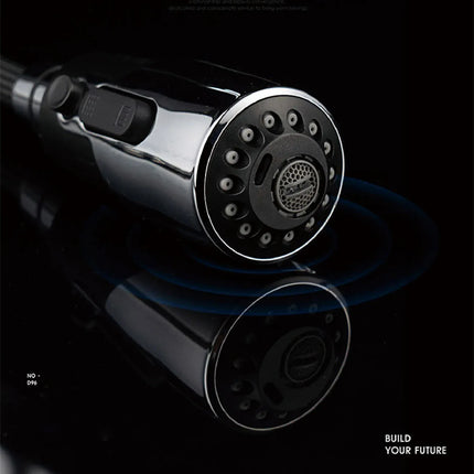 Robinet de cuisine moderne et luxueux AITANA en laiton doré, à douchette extractible et poignée unique pour eau chaude et froide, 3 fonctions.