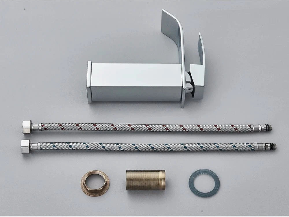 Brushed Golden Basin Faucets Elegant Waterfall Bathroom Sink Faucet Single Lever Hole Deck Mount Brass  Mixer Taps