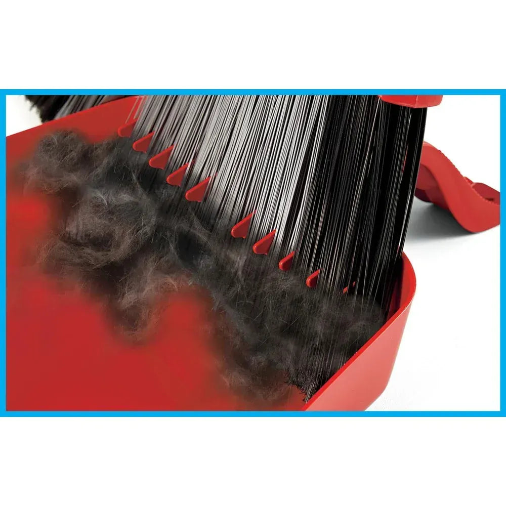 Pet Pro Power Corner Broom with Step On Dust Pan Pet Hair Cleaning Anti-Static Combs Hands-Free Dust Pickup Dual Bristle