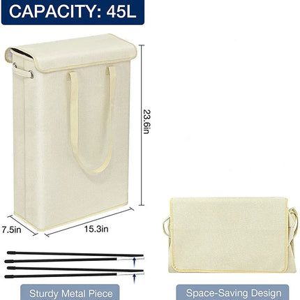 45L Large Capacity Covered Laundry Basket, Detachable Hand-held Dirty Clothes Basket, Waterproof Dirty Laundry Collection