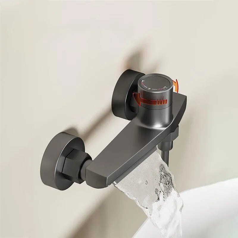 Waterfall Bathtub Faucet Set Handheld Shower Head Wall Mounted Brass Bathroom Tub Filler Waterfall Spout Hot and Cold Mixer Tap