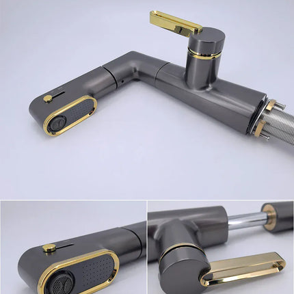 Robinet de salle de bain multifonctionnel VGX, mitigeur de lavabo extractible, robinet de lavabo avec indicateur de température LED, rotation à 360°, robinetterie Crane en laiton blanc