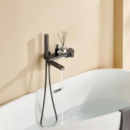 Robinet de baignoire en laiton, mitigeur de douche, robinet de salle de bain avec affichage numérique Crane et bec cascade.
