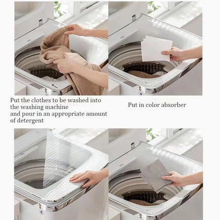 Feuilles Anti-Décoloration et Absorption des Couleurs – Pastilles de Lessive Protectrices | Feuilles Anti-Taches Réutilisables   (50/150 Pièces)