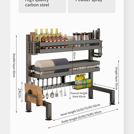 Égouttoir à vaisselle double couche pour évier de cuisine, étagère de rangement pour vaisselle, égouttoir multifonctionnel, accessoires de rangement pour plan de travail
