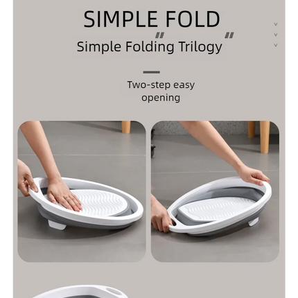 Bassine à linge pliable avec planche à laver