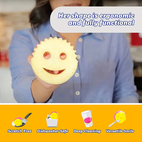 10 smiling face sponge cleaning brushes, multi-functional cleaning sponges, dishwashing sponges, kitchen sponges