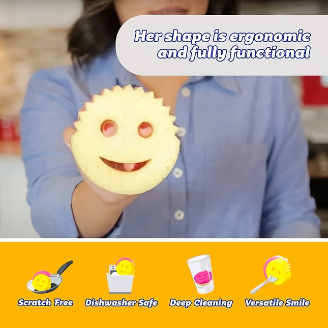 10 éponges de nettoyage à motif visage souriant, éponges multifonctionnelles, éponges à vaisselle, éponges de cuisine
