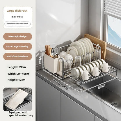 Dish Drying Rack Chopstick Stand Kitchen Bowl Dishes Draining Basket Narrow Cup Holder Over Sink Drainer Draining Shelf Rack