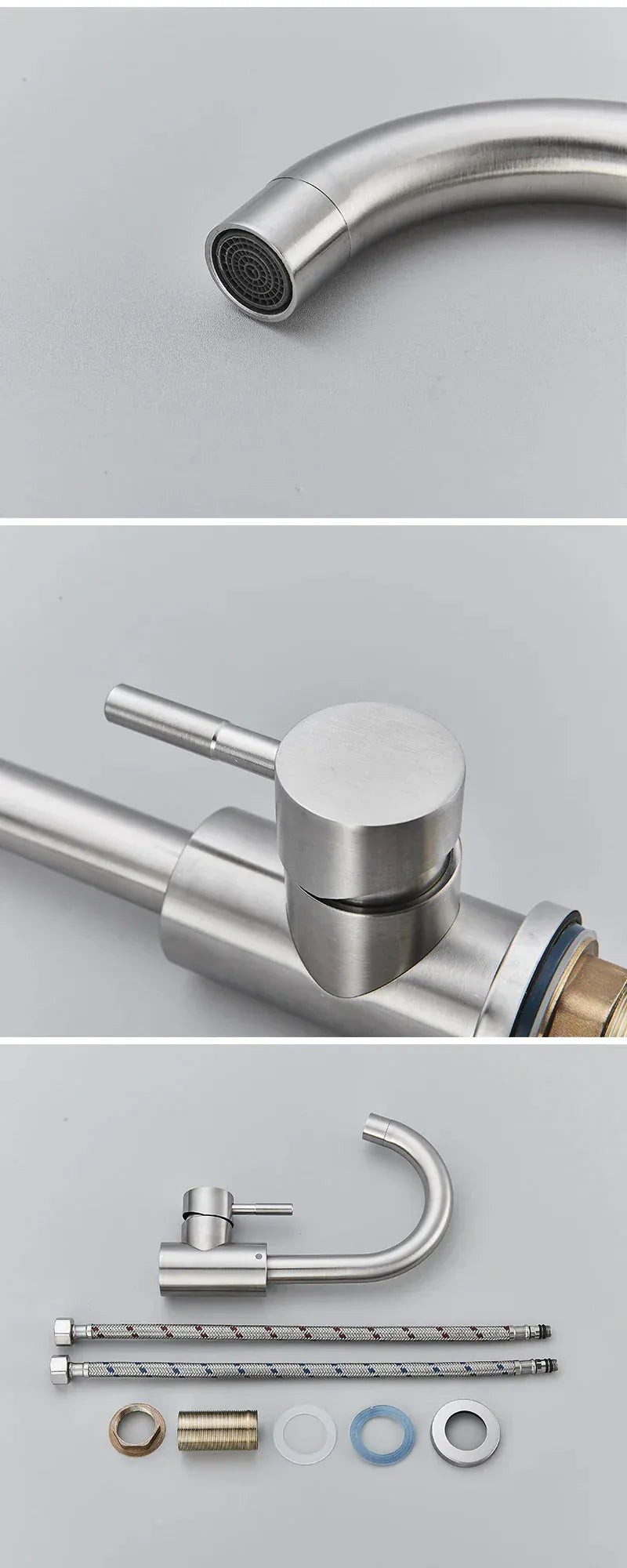 304 stainless steel bathroom basin faucet hot and cold wash mixer faucet 360 rotating sink faucet bathroom single handle faucet