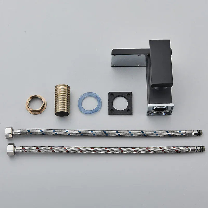 Luxury LED Black Basin Faucet Tall And Short Tap Bathroom Single Handle Cold and Hot Water Flow Produces Electricity