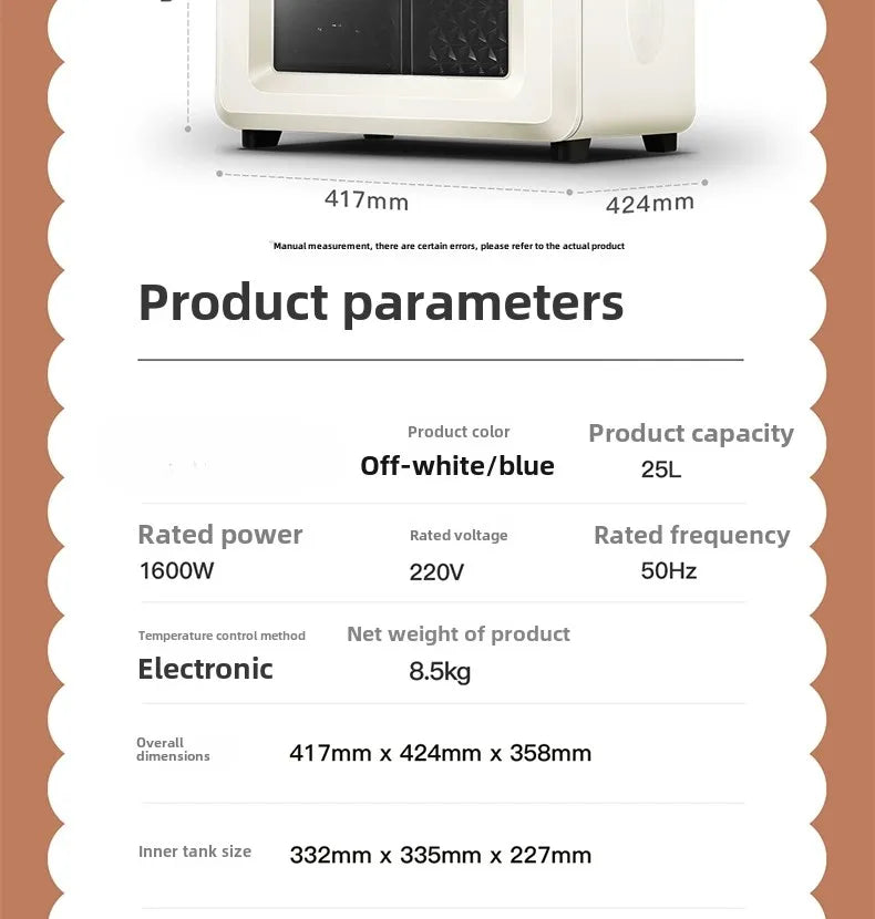 25L 1600W Air Fryer Oven Integrated Multifunctional Small Electric Oven Household