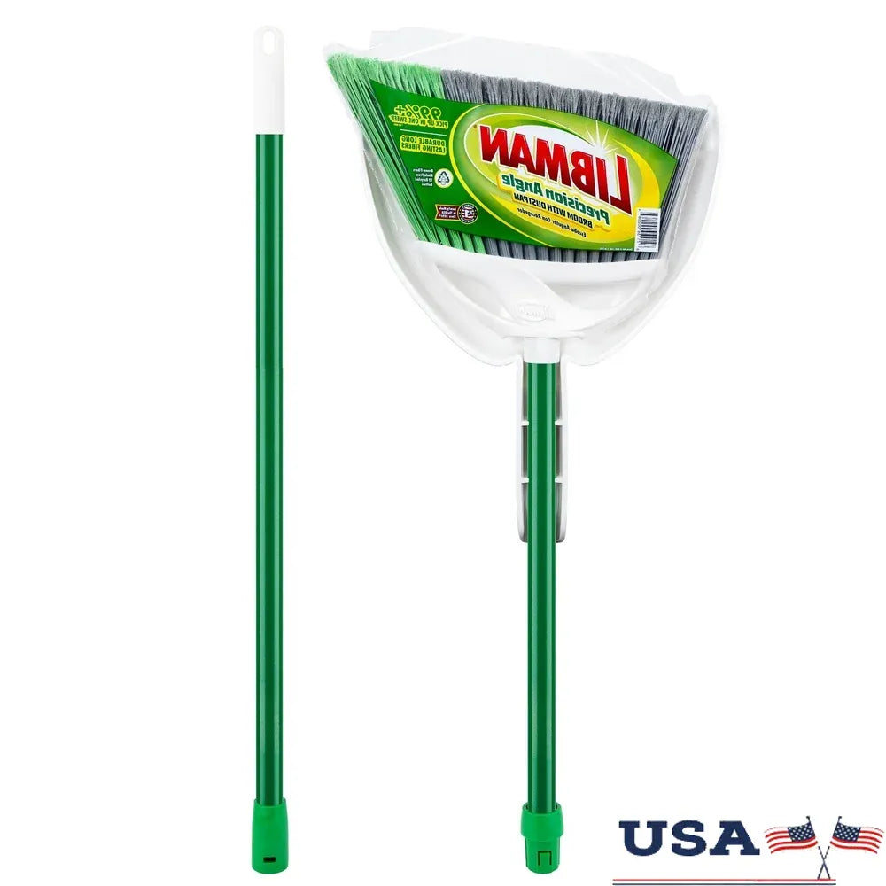 2 Piece Steel Handle Angle Broom Dustpan Set Recycled Fibers Indoor Outdoor Cleaning Tool Precision Dust Removal Easy Assembly