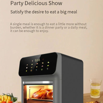 Friteuse à air chaud multifonctionnelle de grande capacité pour la maison, avec écran tactile et affichage visuel.