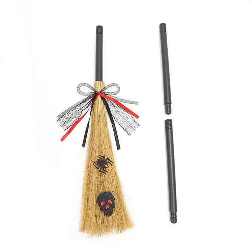 Witch Broom Halloween Witch Broom With Detachable Handle  Broom Props Party Supplies for Halloween Costume Decoration