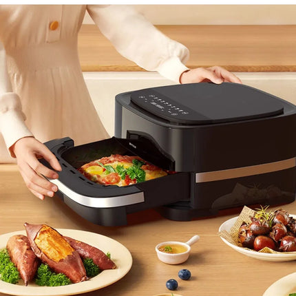 Friteuse à air chaud, nouvelle machine à pizza pratique et grande capacité pour la maison, four électrique multifonction à affichage intelligent