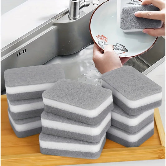 10pcs Multi Purpose Magic Sponge Double-Sided Scratch-Free Dishwashing and Household Cleaning for Kitchen Bathroom Living Room