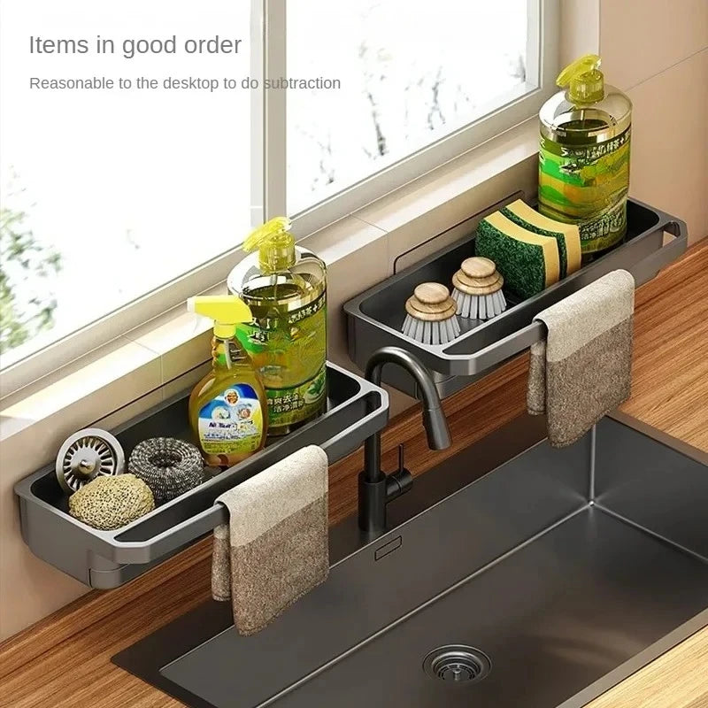 Drain Rack Kitchen Sink Organizer Self-draining Shelf Sponge Holder Dishcloth Soap Drainer Kitchen Gadgets Kitchen Accessories