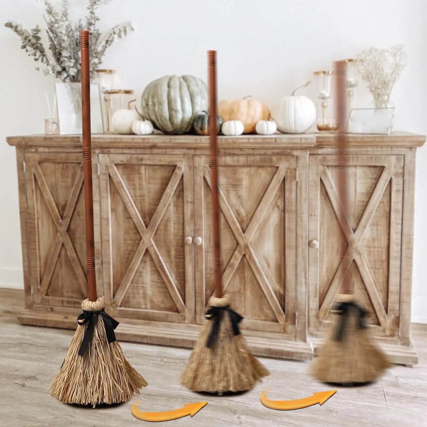 Witch Brooms Moving Broom 43.5 Inches Moving Decoration with Spooky Sounds for Indoor Outdoor Party Porch Halloween Haunted