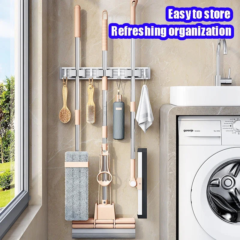 Broom Holder Wall Mounted Mop and Broom Hanger Holder Garage Storage Rack for Home, kitchen, Garden, Tools, Garage