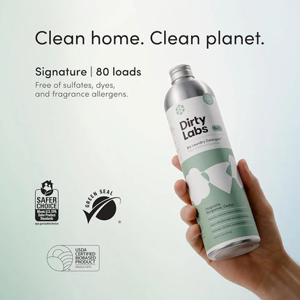 Eco-Friendly Bio-Liquid Laundry Detergent 80 Loads Concentrated Gentle Hypoallergenic Vegan Pet Safe Signature Scent Clean