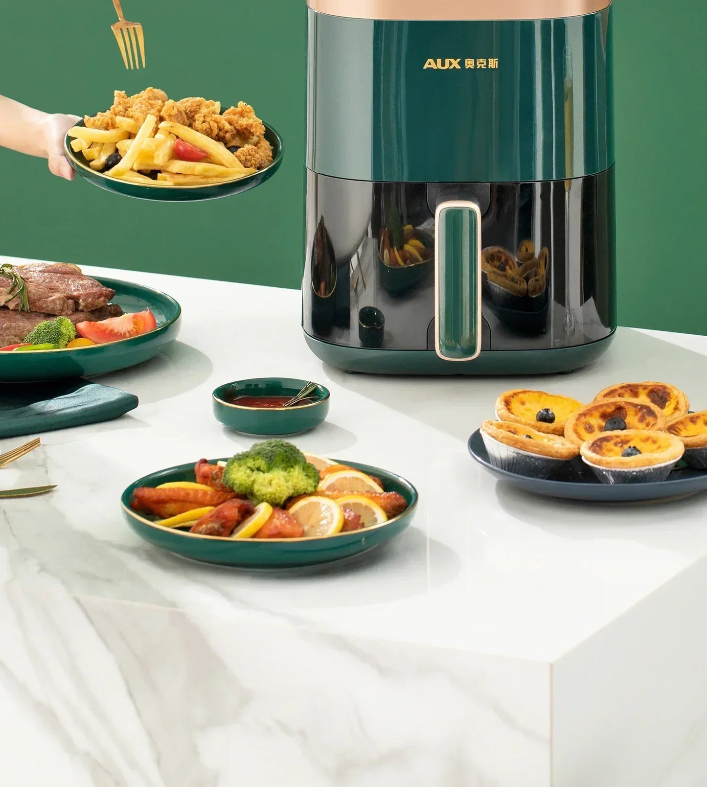 220V AUX Air Fryer and Oven Combo: Multifunctional, Fully Automatic, No Oil Technology, Easy-to-clean FC