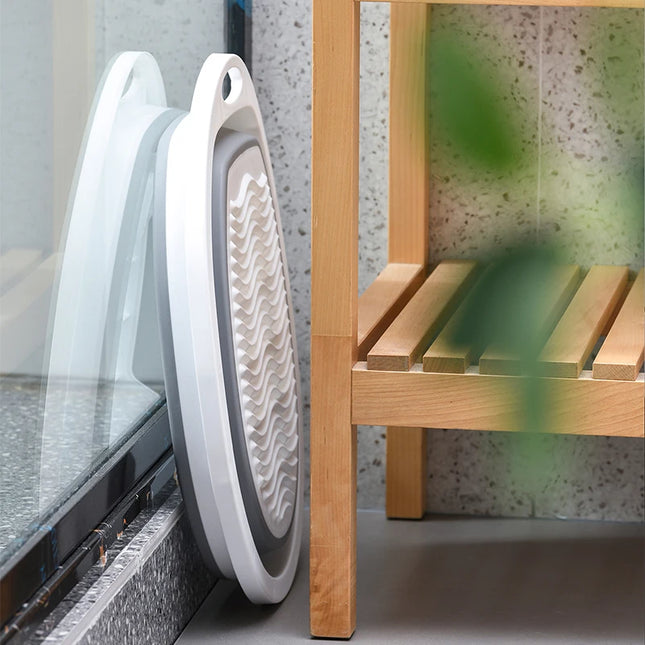 Bassine à linge pliable avec planche à laver