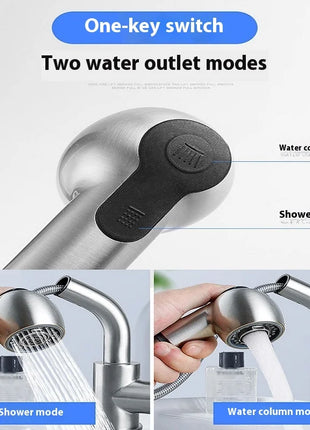 Modern Electric Faucet Brass Stainless Steel Pull-Out Wash Basin Hot Cold Water Basin Tap Touch Control for Household Bathroom