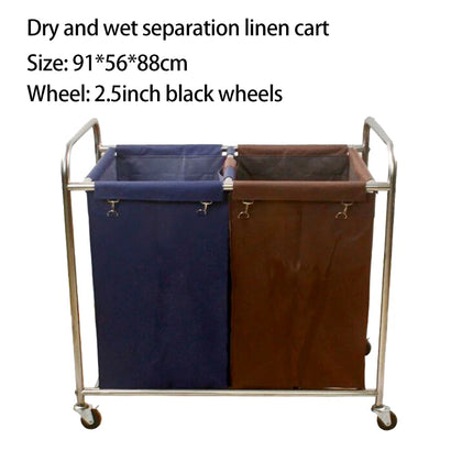 Restaurant Large Capacity Wet and Dry Linen Trolleys for Hospital With Wheels Hotel Trolley Dirty Laundry Basket Cart - E-menage