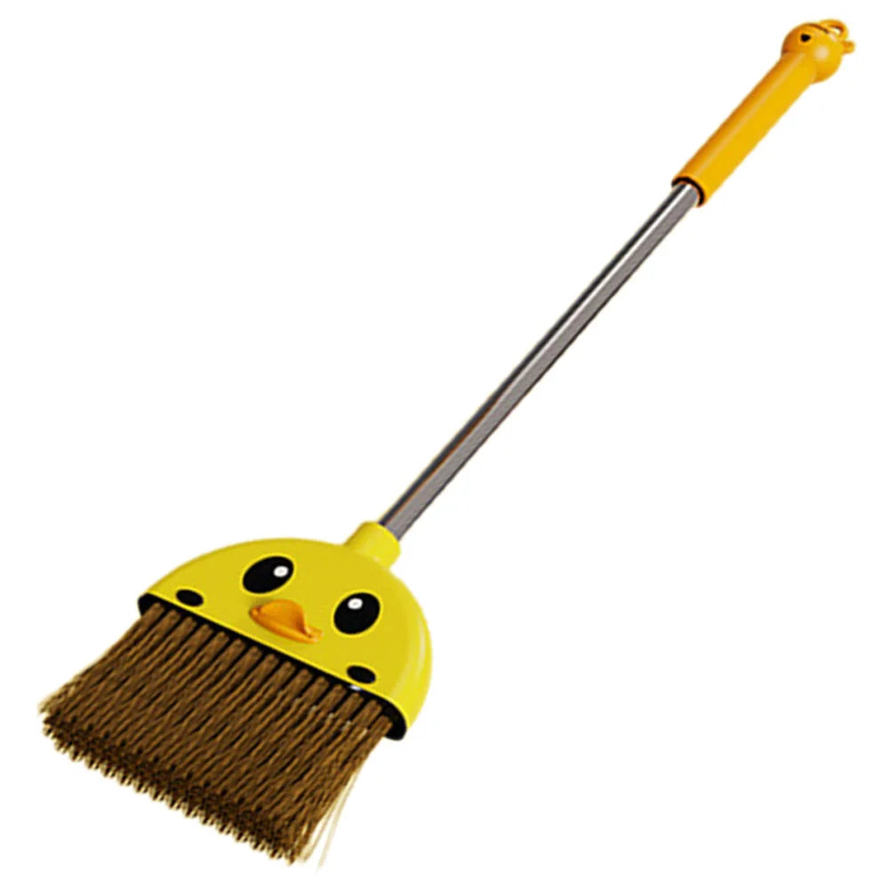 Cleaning Broom Mini Yellow Duck Broom Kids Cartoon Broom Toy Cleaning Tool Home Broom Dustpan Brush Toddler Broom for Children