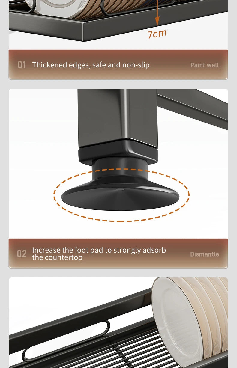 Kitchen Sink Dishwashing Double Layers Tablewares Storage Shelf Multi-functional Dish Drainer Countertop Organizer Accessories