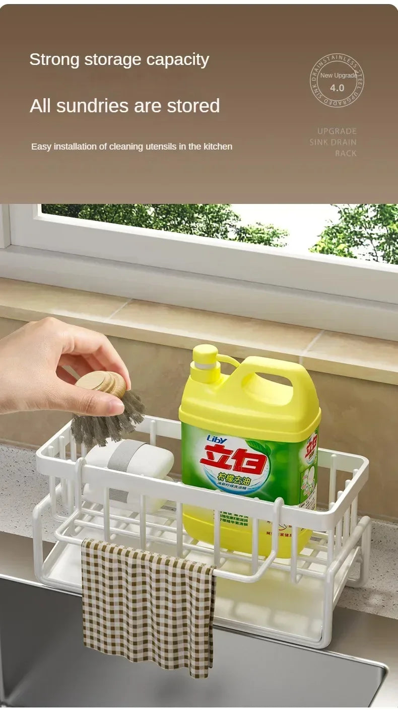 Multifunctional Sponge Rack Drainer Kitchen Shelf Sink Rag Dishwashing Detergent Dishcloth Organiser  kitchen organizer storage